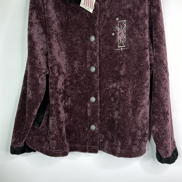 Artisans Pinecone Purple Fleece Button Up Size Large NWT - Picture 3 of 11
